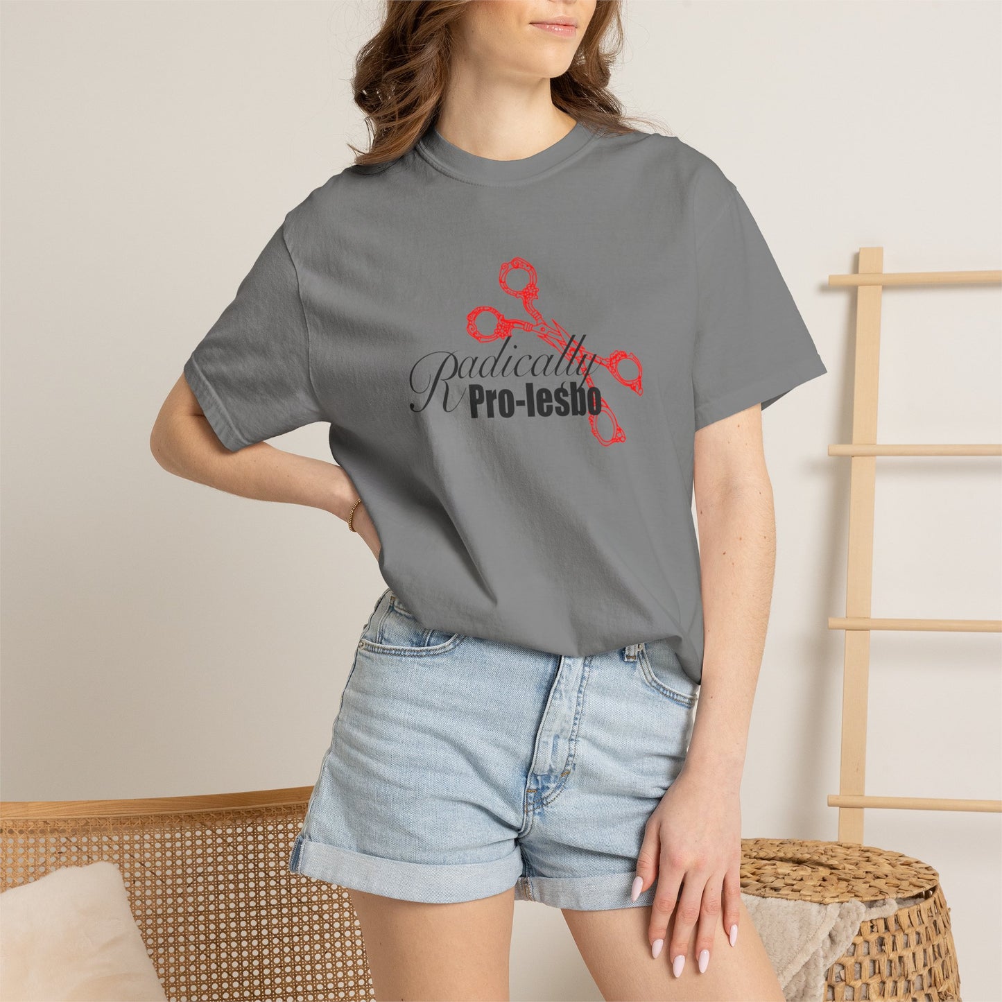 Radically pro-Lesbo, Red Scissors, Unisex Garment-Dyed T-shirt