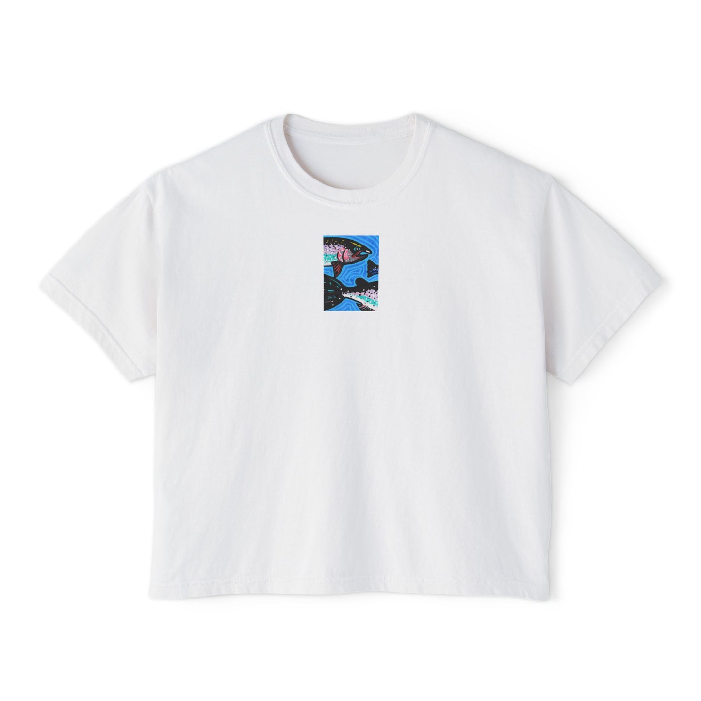 "Steelhead Trout" Women's Boxy Tee, Freshwater Fish, Oregon, Pacific Northwest Rivers, Oregon Riverbanks ACEO 1/8