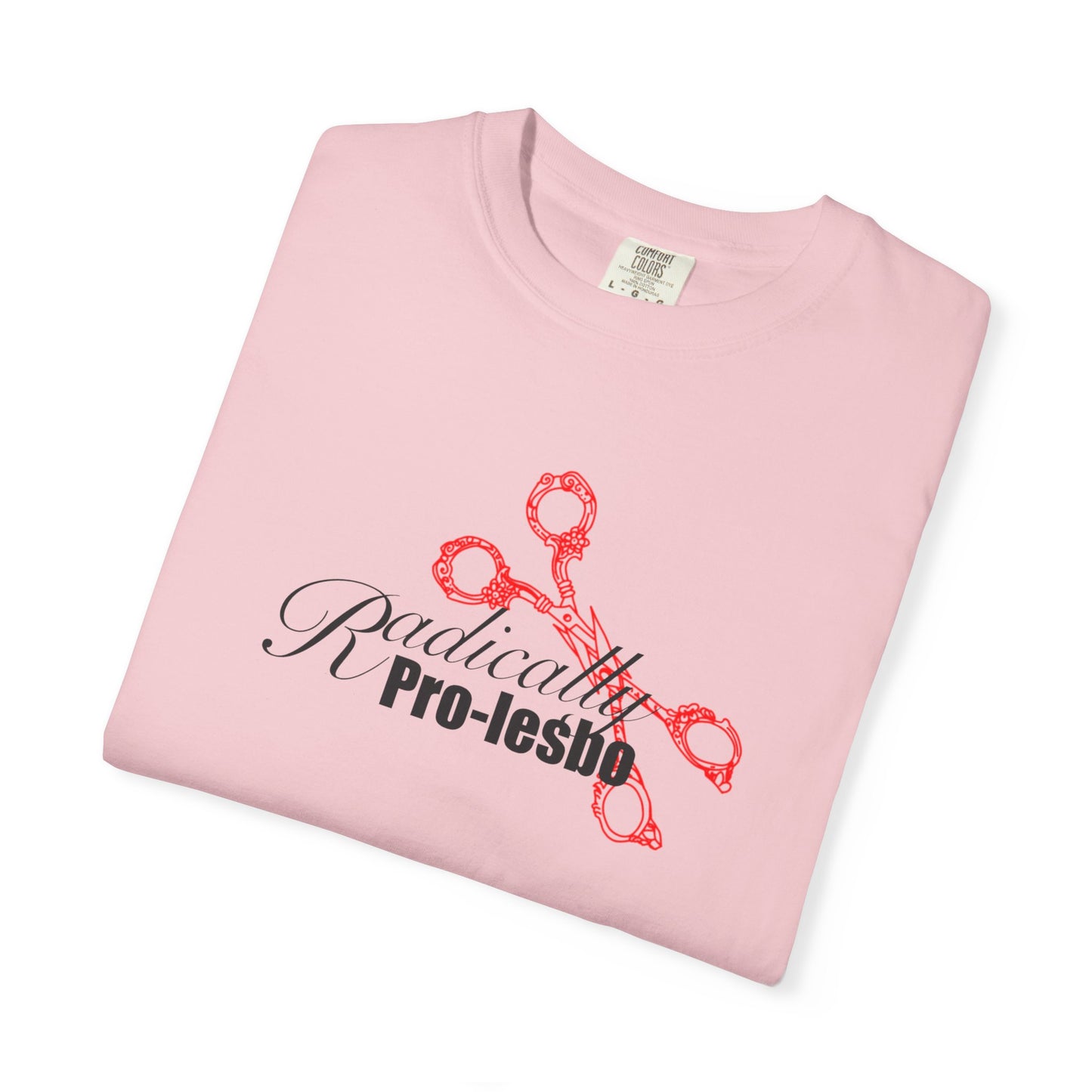 Radically pro-Lesbo, Red Scissors, Unisex Garment-Dyed T-shirt