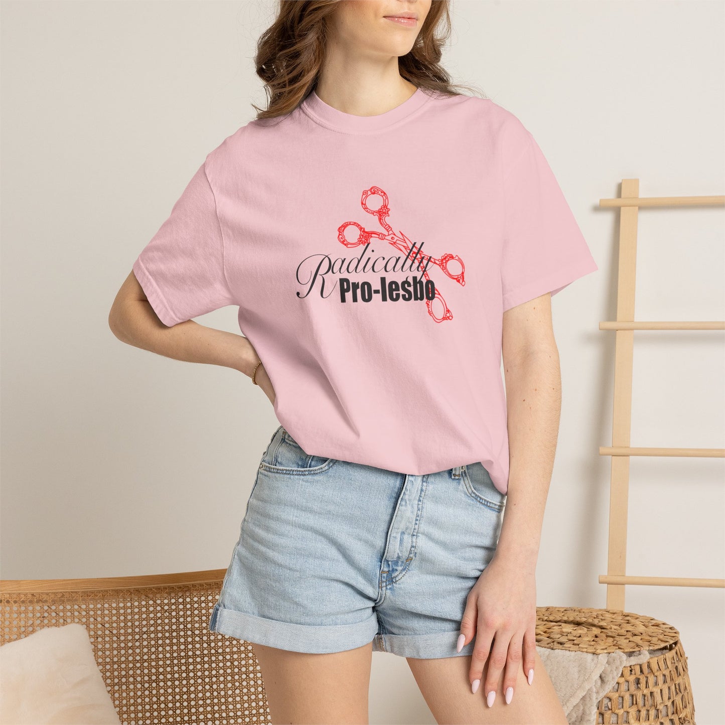 Radically pro-Lesbo, Red Scissors, Unisex Garment-Dyed T-shirt