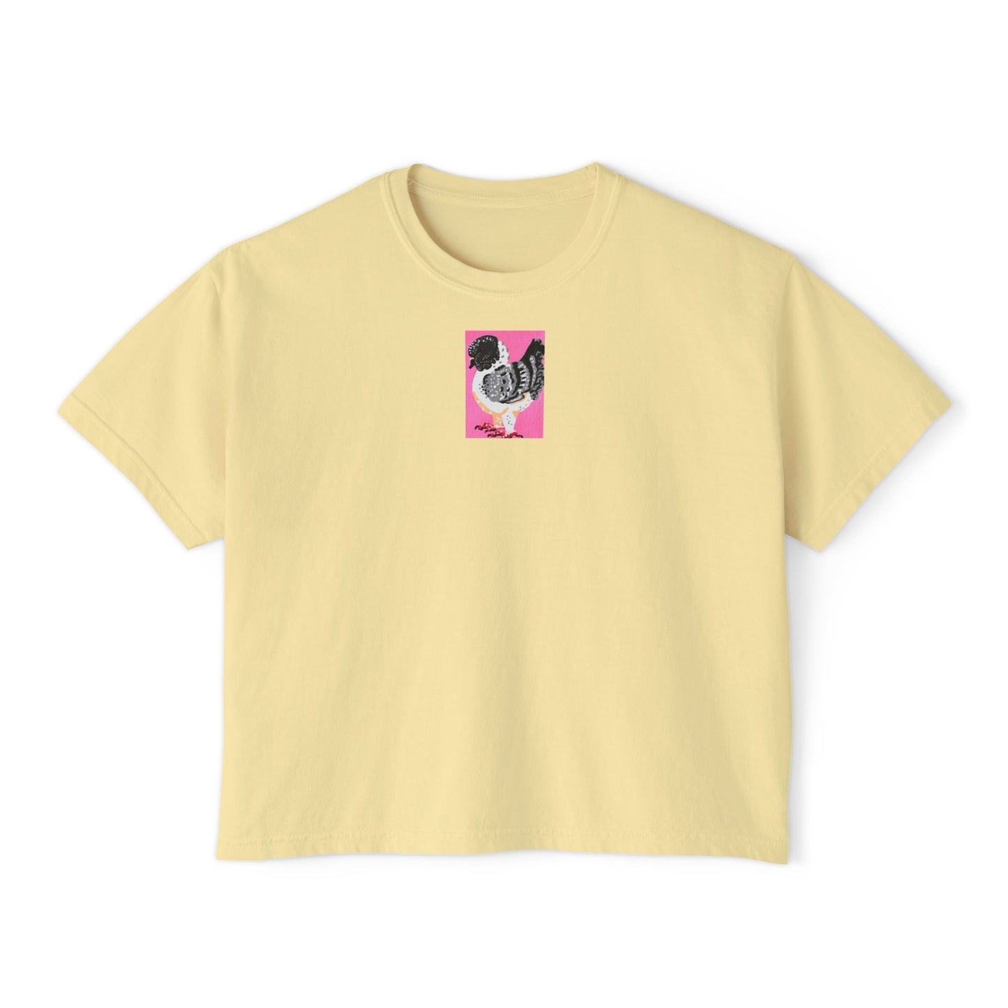 "Distinguished Pigeon" Women's Boxy Tee, Birds, Pigeons, Rats in the Sky with Diamonds 3/8