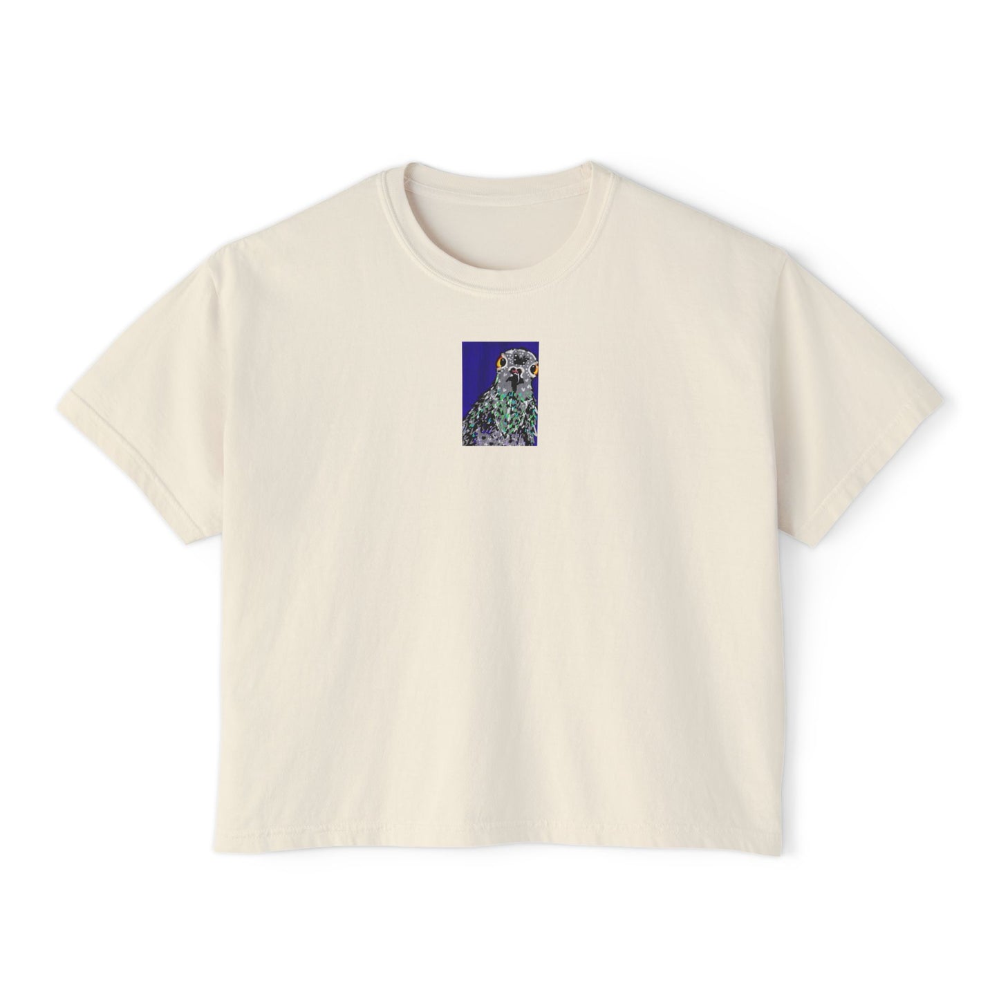 "Suspicious Pigeon" Women's Boxy Tee, Bird, Rats in the Sky with Diamonds ACEO 6/8