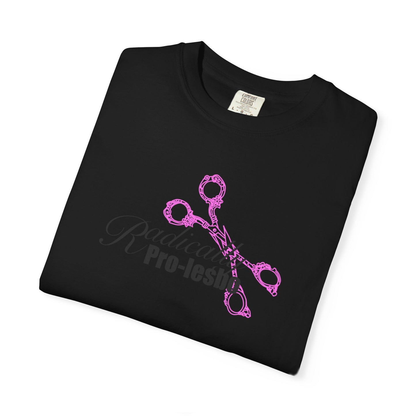 Radically Pro-Lesbo, Pink Scissors, Unisex Garment-Dyed T-shirt