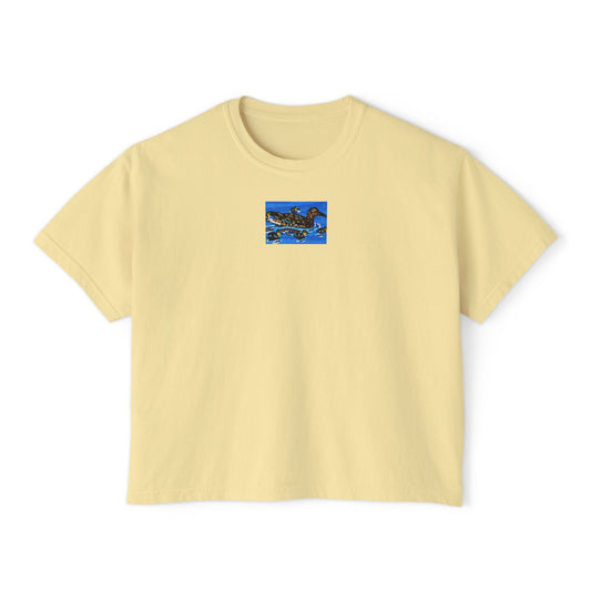 "Mallard Hen" Women's Boxy Tee, Freshwater Duck, Oregon, Pacific Northwest Waterfowl, Oregon Riverbanks ACEO 8/8