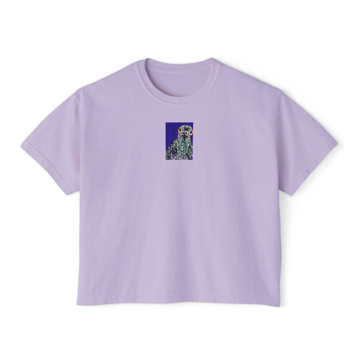 "Suspicious Pigeon" Women's Boxy Tee, Bird, Rats in the Sky with Diamonds ACEO 6/8
