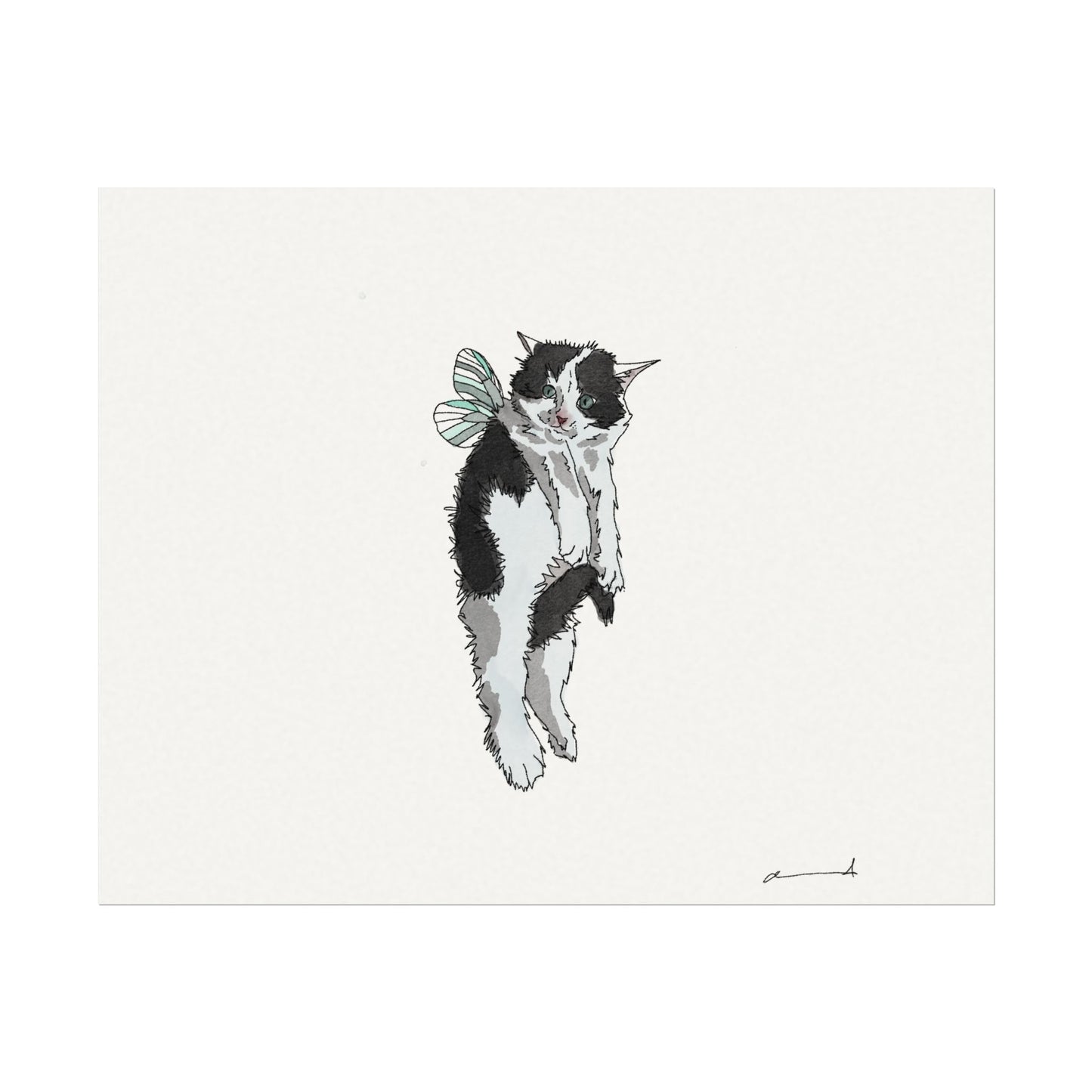 "Fairy Foster Kitten" Textured Watercolor Matte Posters