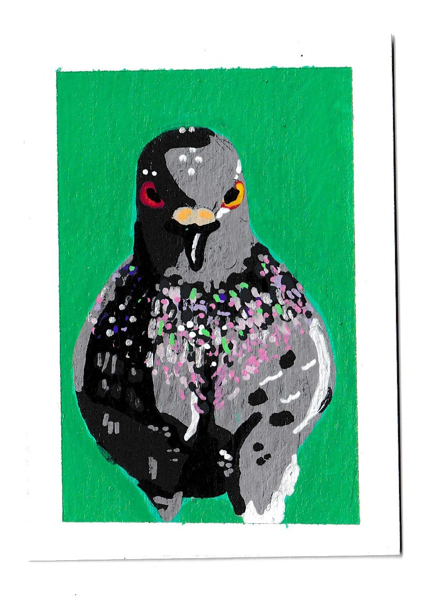 "Enforcer Pigeon" Women's Boxy Tee, Bird, Rats in the Sky with Diamonds ACEO 8/8