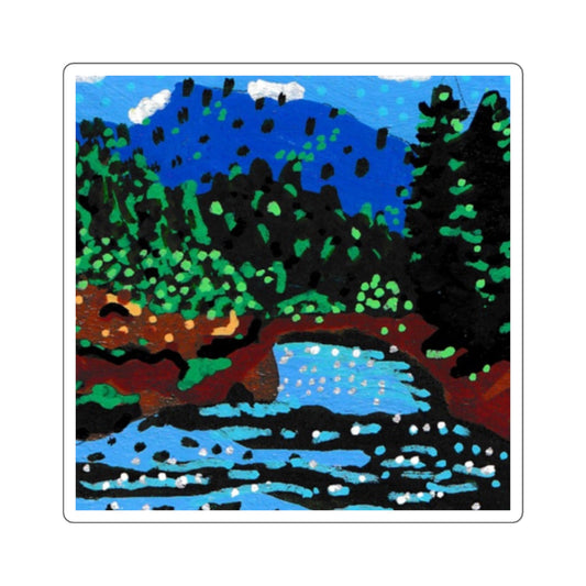"Ambient Noise" Square Stickers, Oregon Riverbanks, Pacific Northwest Scenery ACEO 6/8