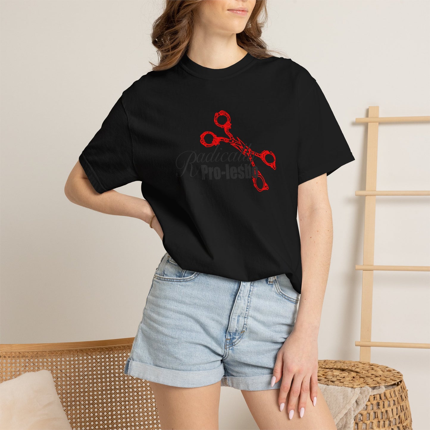 Radically pro-Lesbo, Red Scissors, Unisex Garment-Dyed T-shirt