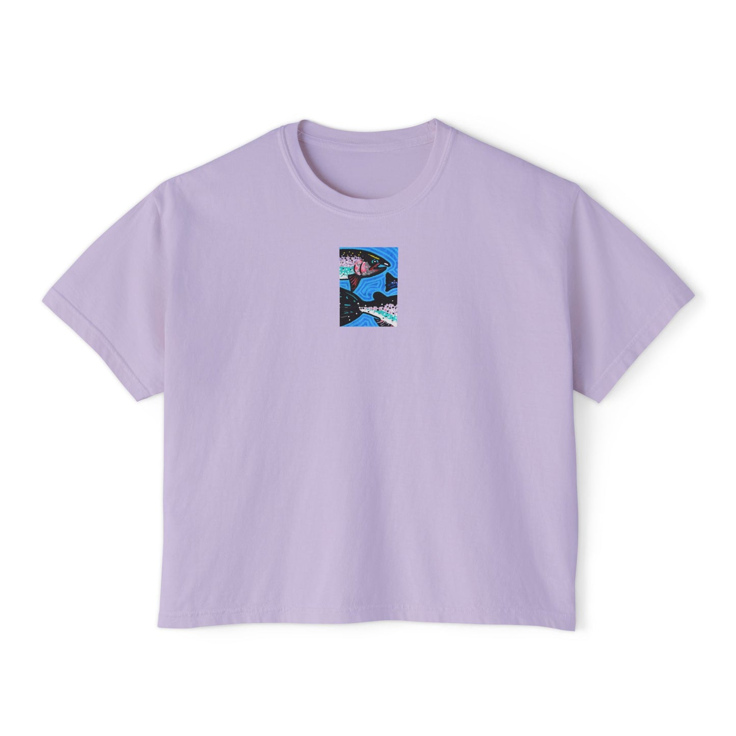 "Steelhead Trout" Women's Boxy Tee, Freshwater Fish, Oregon, Pacific Northwest Rivers, Oregon Riverbanks ACEO 1/8