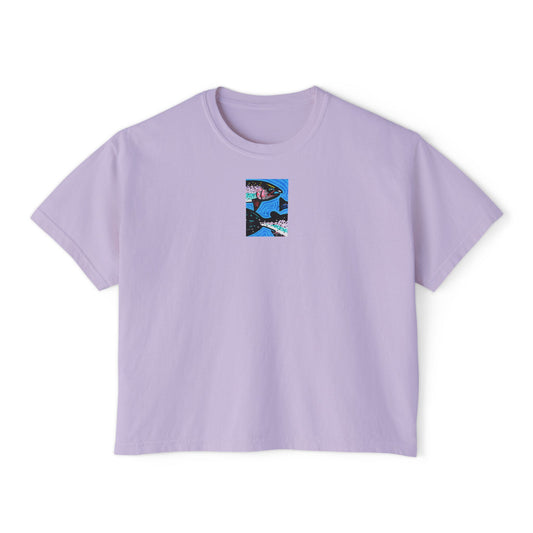 "Steelhead Trout" Women's Boxy Tee, Freshwater Fish, Oregon, Pacific Northwest Rivers, Oregon Riverbanks ACEO 1/8