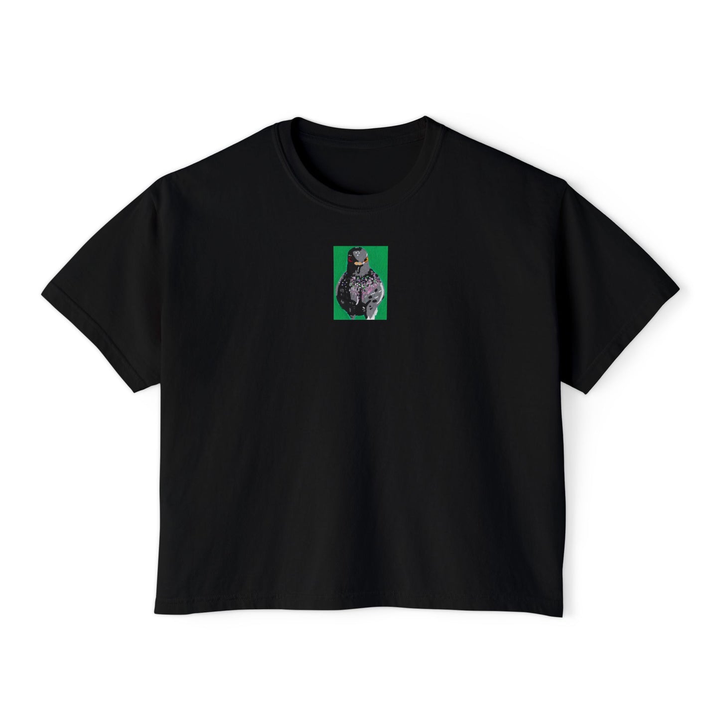 "Enforcer Pigeon" Women's Boxy Tee, Bird, Rats in the Sky with Diamonds ACEO 8/8