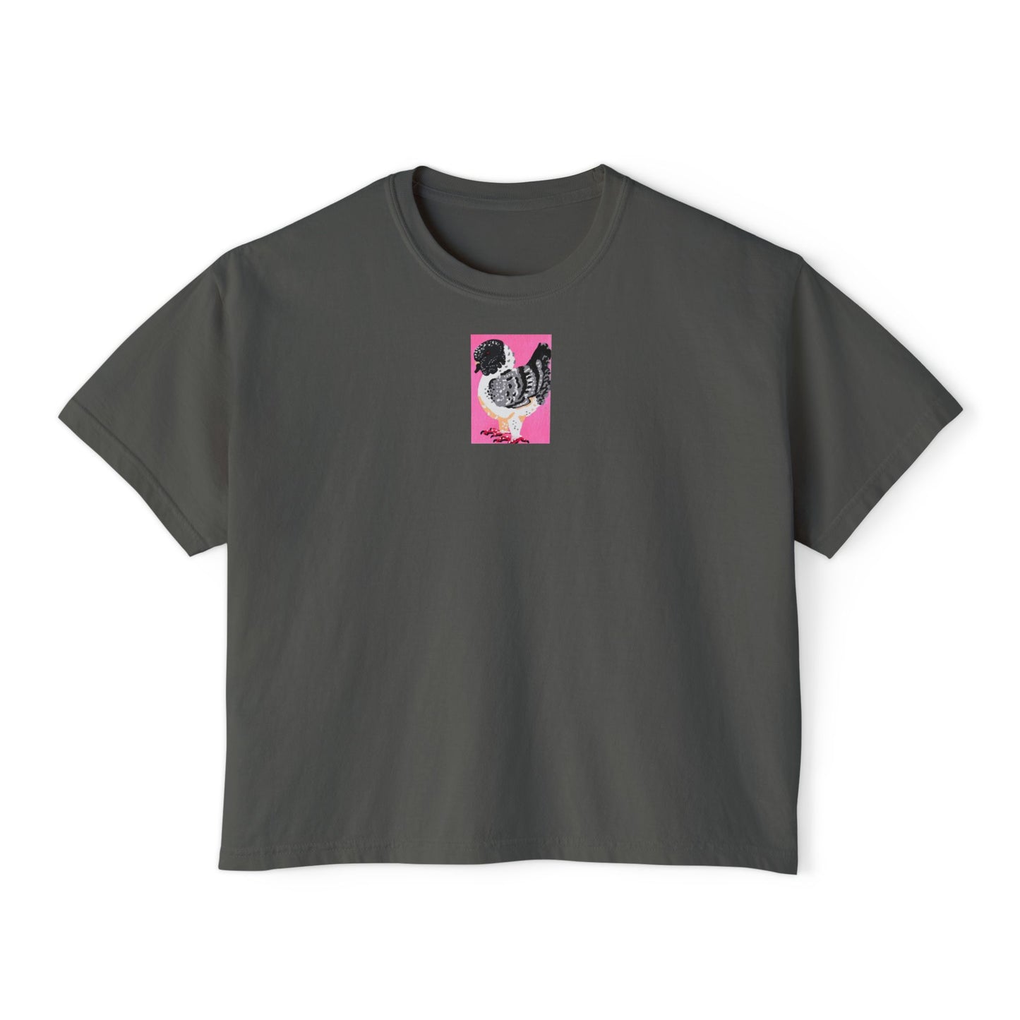 "Distinguished Pigeon" Women's Boxy Tee, Birds, Pigeons, Rats in the Sky with Diamonds 3/8