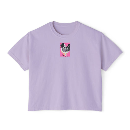 "Distinguished Pigeon" Women's Boxy Tee, Birds, Pigeons, Rats in the Sky with Diamonds 3/8