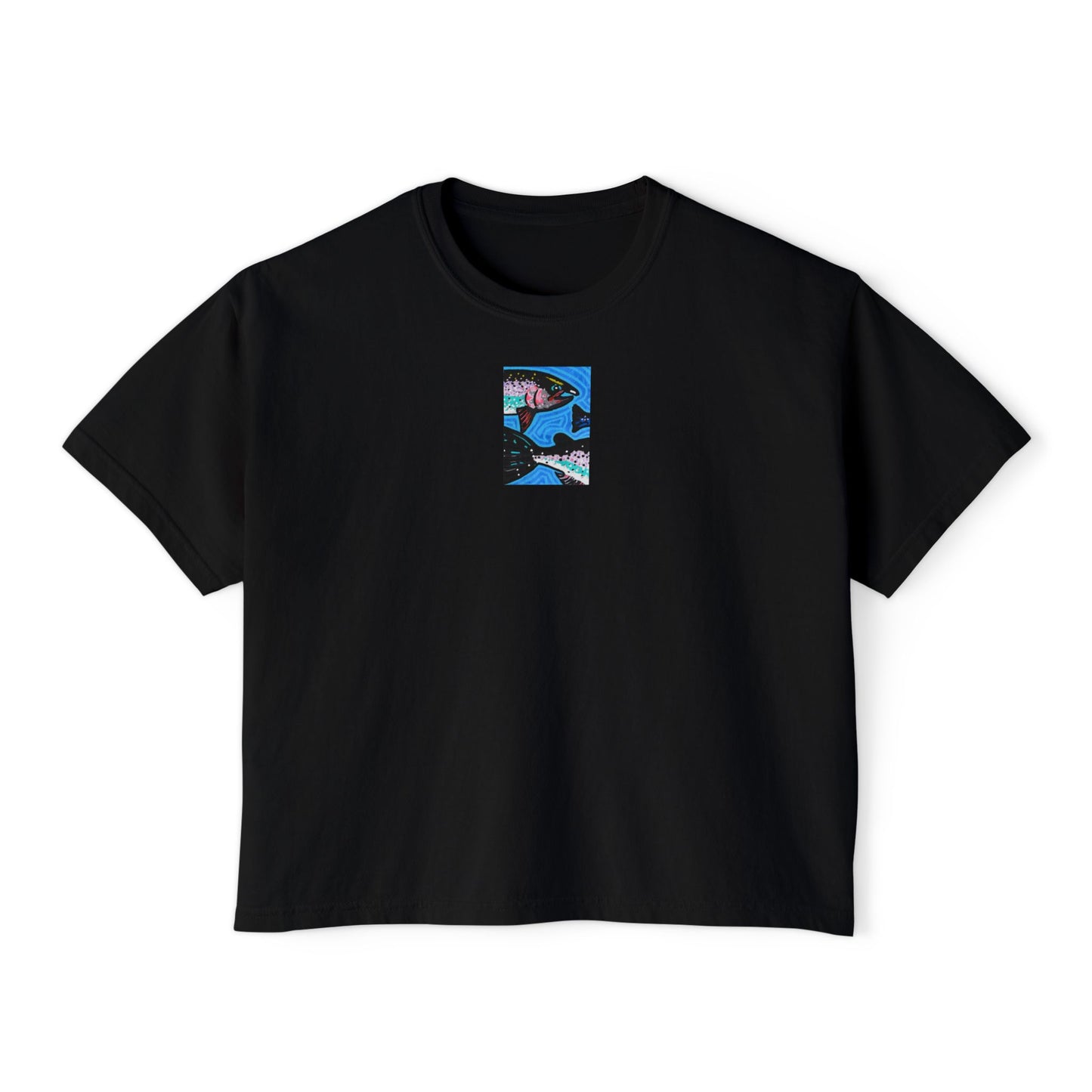 "Steelhead Trout" Women's Boxy Tee, Freshwater Fish, Oregon, Pacific Northwest Rivers, Oregon Riverbanks ACEO 1/8