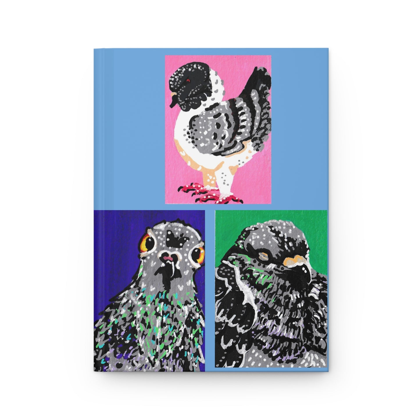 "Birds the Word" Hardcover Journal Matte, Pigeons, Birds, Rats in the Sky with Diamonds ACEOs, Collages