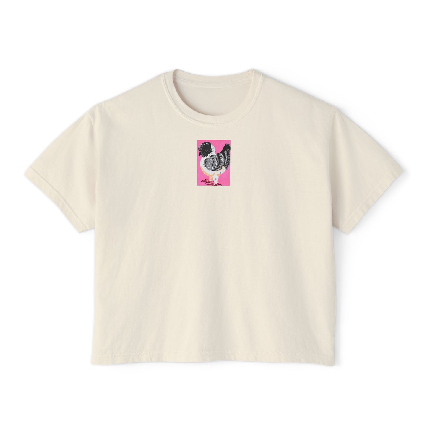 "Distinguished Pigeon" Women's Boxy Tee, Birds, Pigeons, Rats in the Sky with Diamonds 3/8