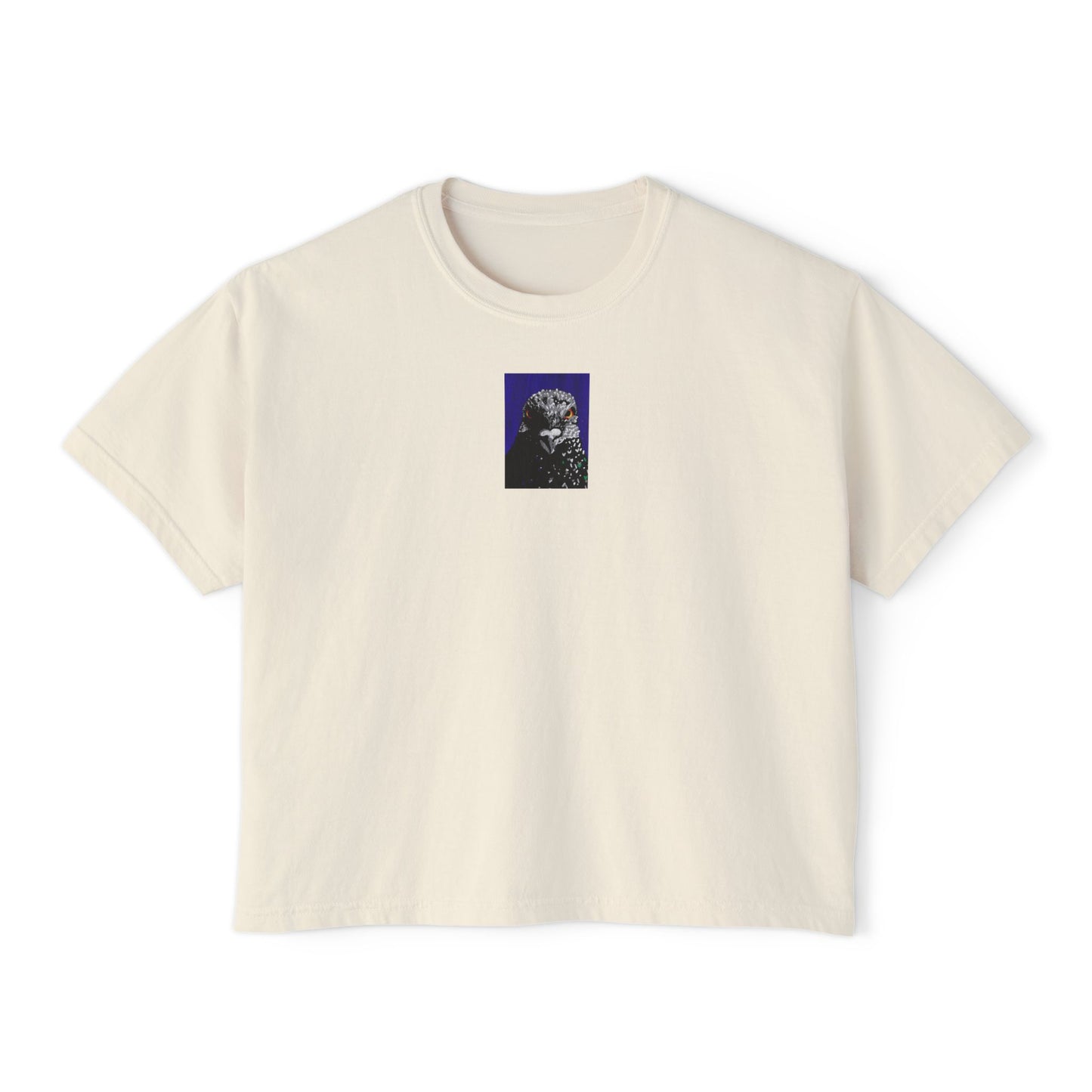 "Revenge Pigeon" Women's Boxy Tee, Bird, Rats in the Sky with Diamonds ACEO 1/8