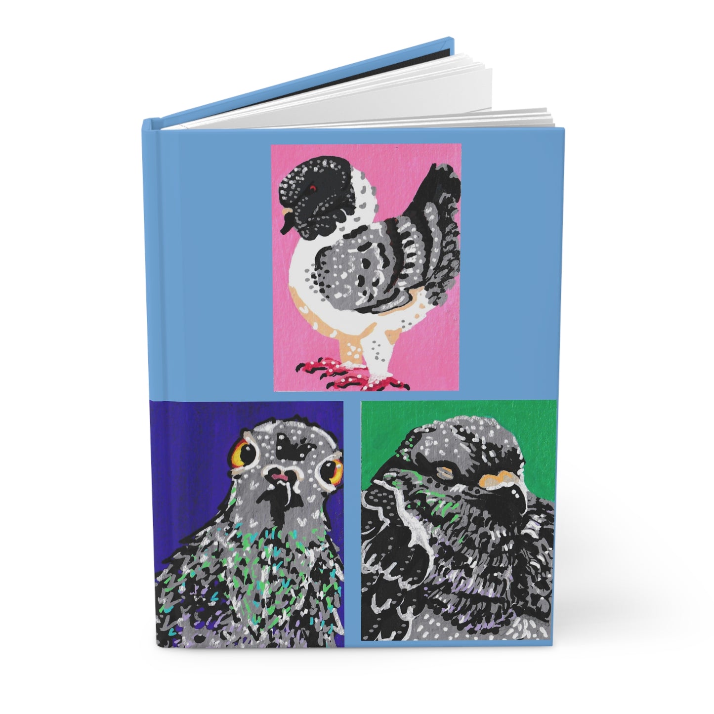 "Birds the Word" Hardcover Journal Matte, Pigeons, Birds, Rats in the Sky with Diamonds ACEOs, Collages