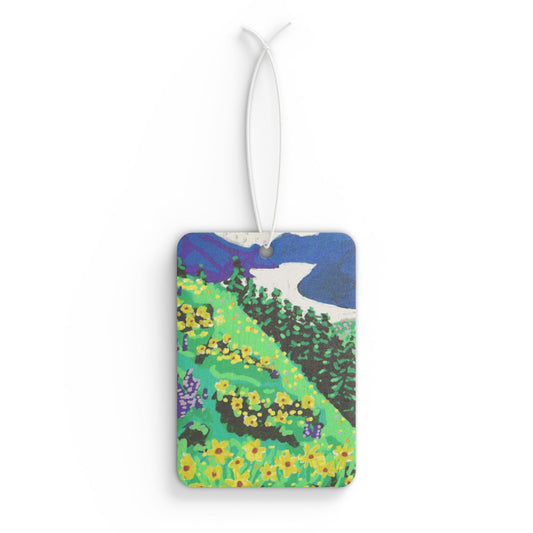"Wildflower Fields" Car Air Freshener, Wildflower Landscape, Pacific Northwest Scenery, Oregon Riverbanks ACEOs 4/8