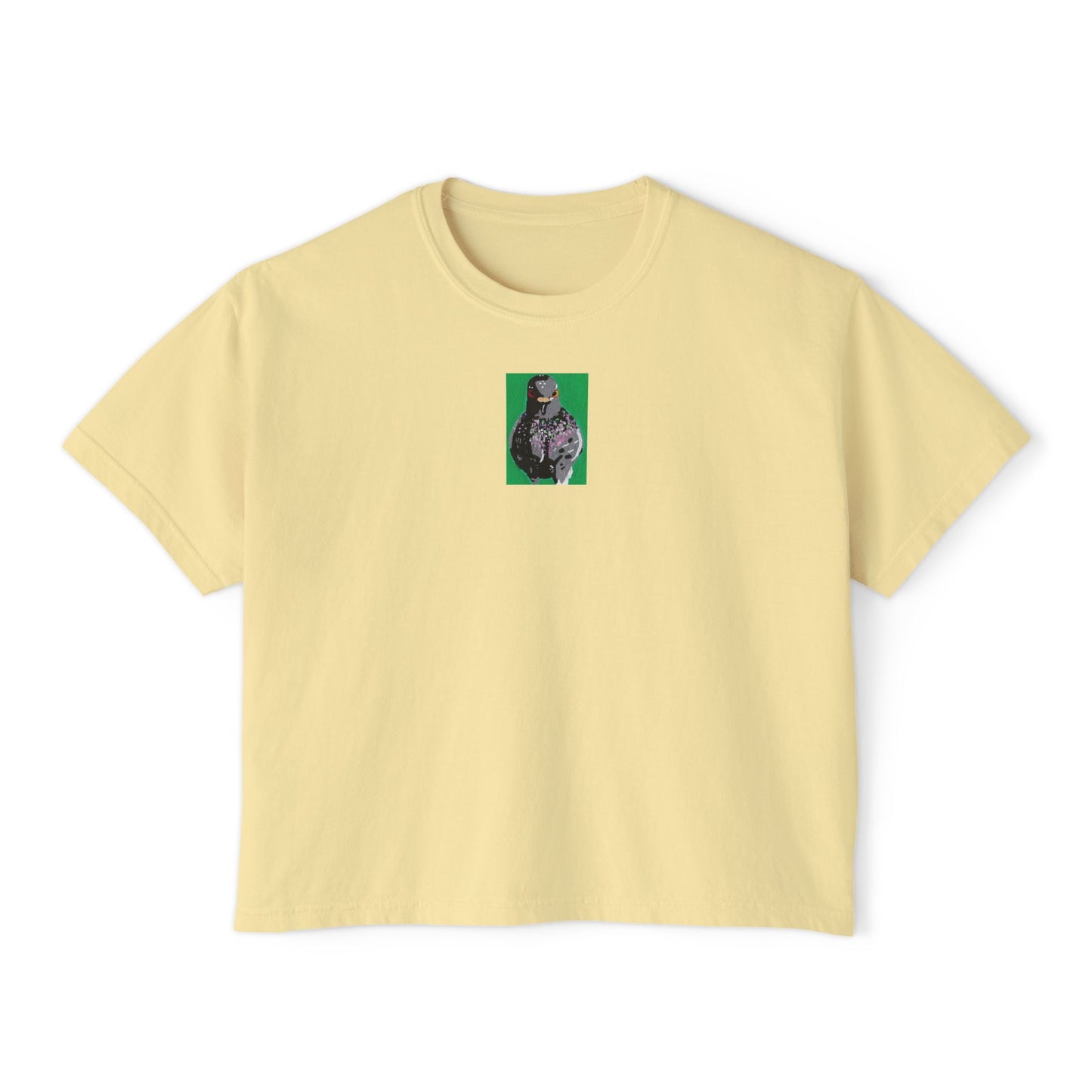 "Enforcer Pigeon" Women's Boxy Tee, Bird, Rats in the Sky with Diamonds ACEO 8/8